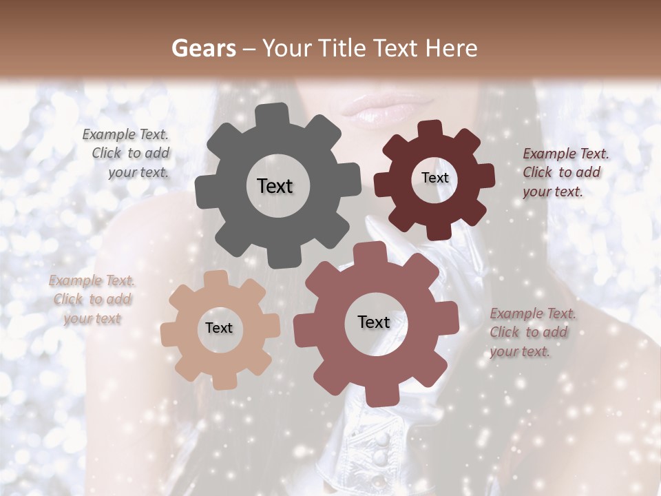 Winter Girl With Beautiful Make Up, Silver Gloves And Snow Flake, Silver Background PowerPoint Template