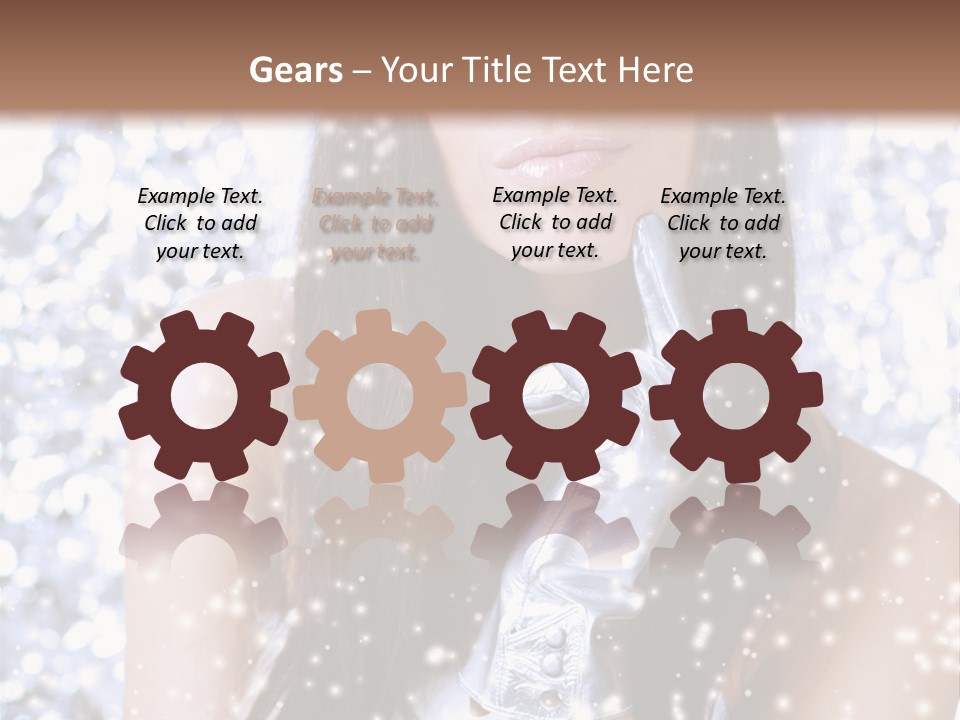 Winter Girl With Beautiful Make Up, Silver Gloves And Snow Flake, Silver Background PowerPoint Template