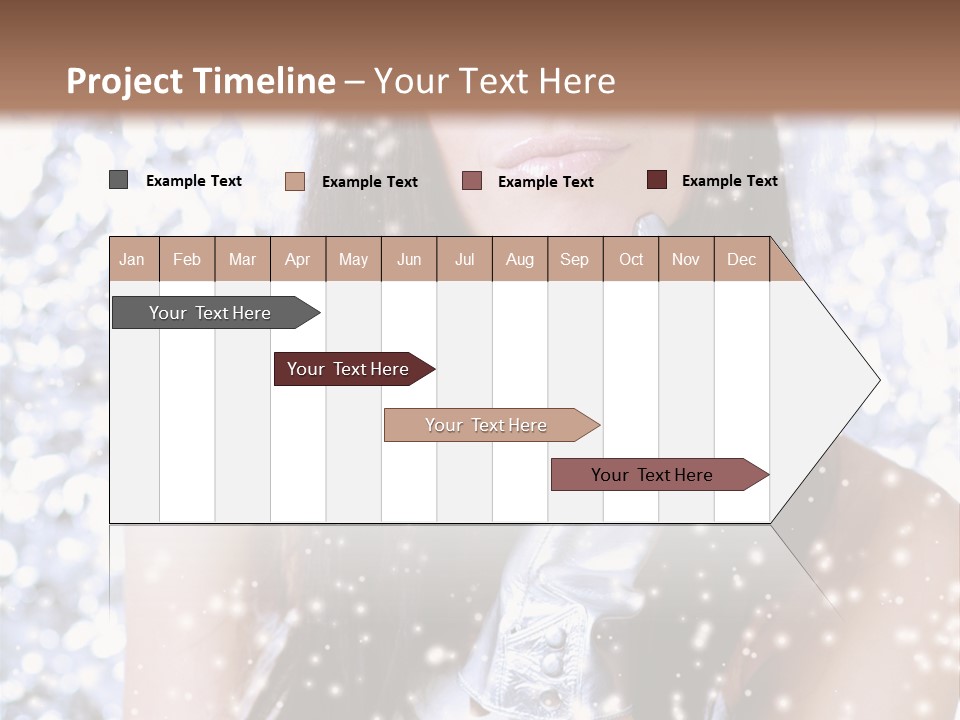 Winter Girl With Beautiful Make Up, Silver Gloves And Snow Flake, Silver Background PowerPoint Template