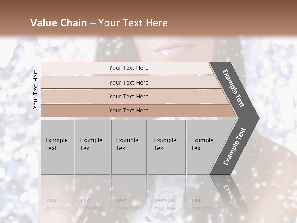 Winter Girl With Beautiful Make Up, Silver Gloves And Snow Flake, Silver Background PowerPoint Template