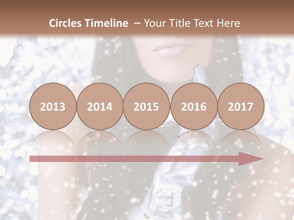 Winter Girl With Beautiful Make Up, Silver Gloves And Snow Flake, Silver Background PowerPoint Template