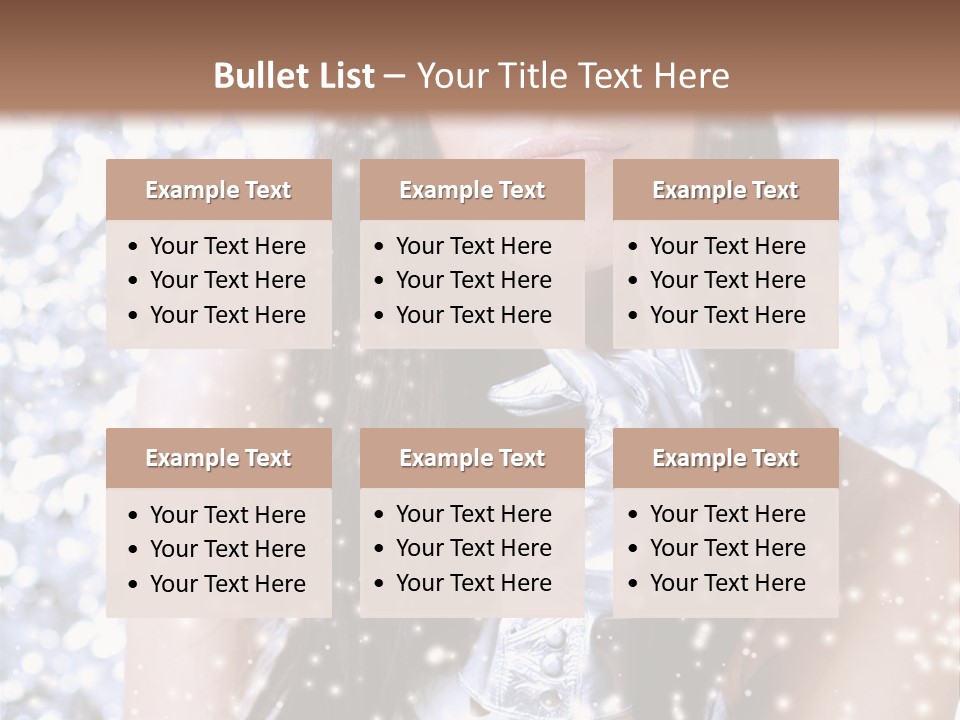 Winter Girl With Beautiful Make Up, Silver Gloves And Snow Flake, Silver Background PowerPoint Template