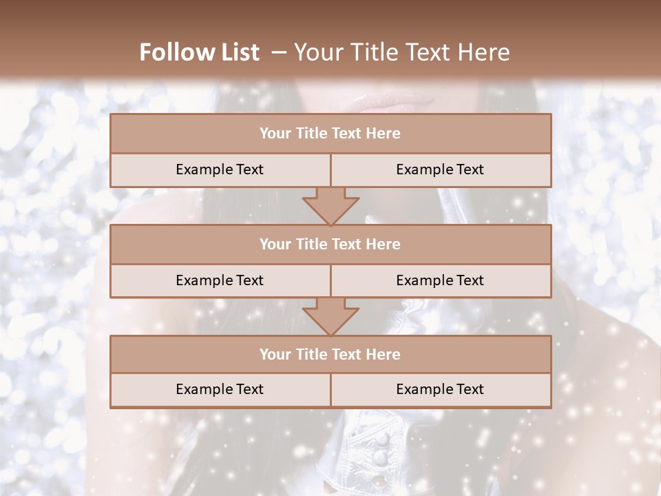 Winter Girl With Beautiful Make Up, Silver Gloves And Snow Flake, Silver Background PowerPoint Template