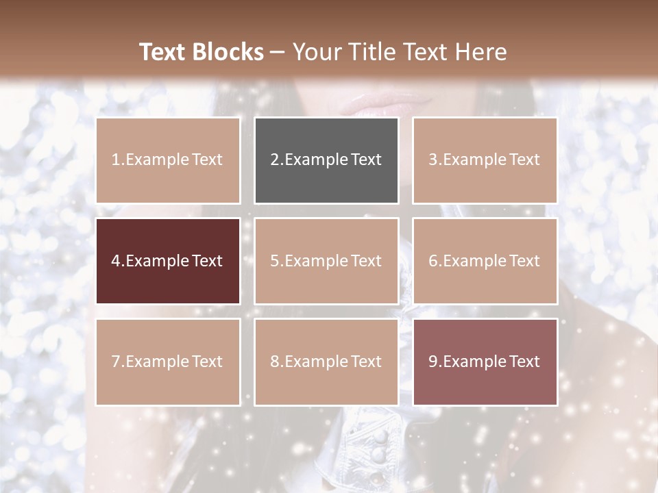 Winter Girl With Beautiful Make Up, Silver Gloves And Snow Flake, Silver Background PowerPoint Template