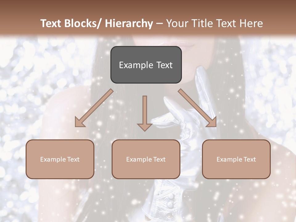 Winter Girl With Beautiful Make Up, Silver Gloves And Snow Flake, Silver Background PowerPoint Template