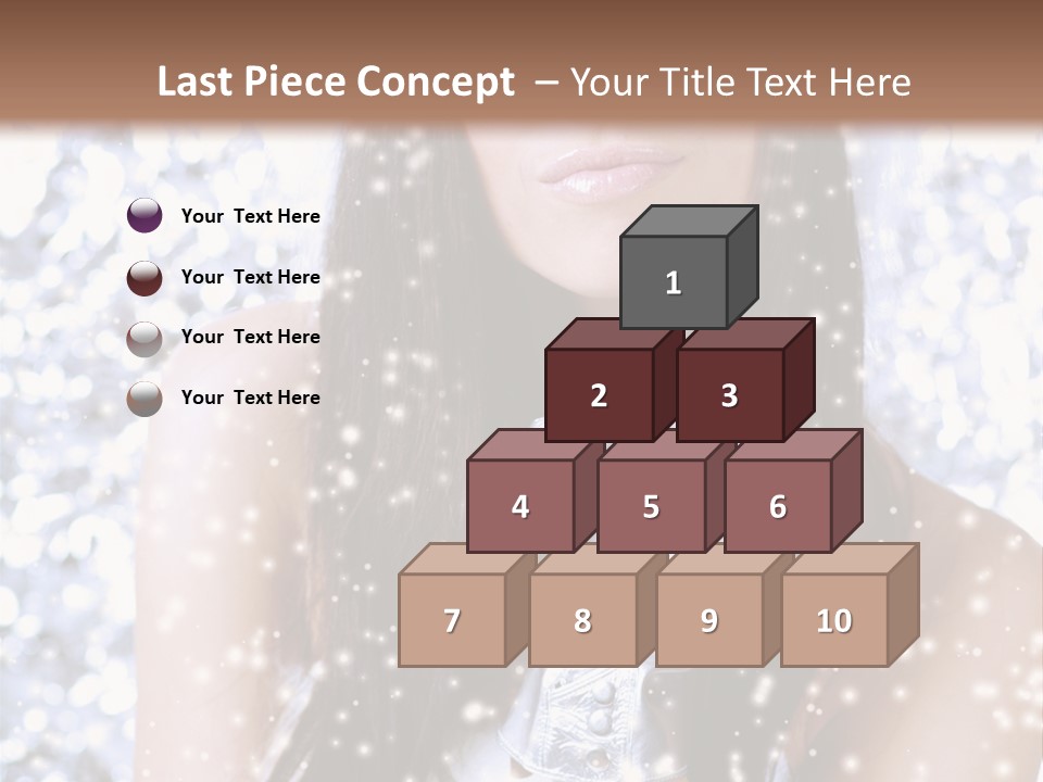 Winter Girl With Beautiful Make Up, Silver Gloves And Snow Flake, Silver Background PowerPoint Template