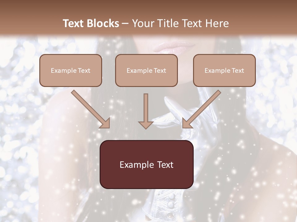 Winter Girl With Beautiful Make Up, Silver Gloves And Snow Flake, Silver Background PowerPoint Template