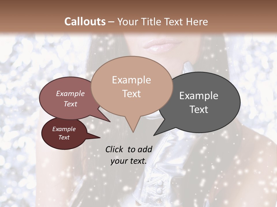 Winter Girl With Beautiful Make Up, Silver Gloves And Snow Flake, Silver Background PowerPoint Template