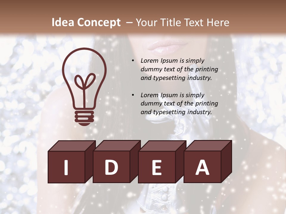 Winter Girl With Beautiful Make Up, Silver Gloves And Snow Flake, Silver Background PowerPoint Template