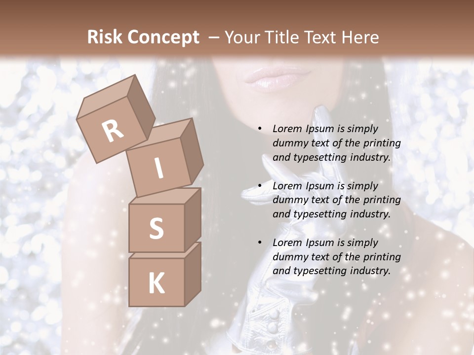 Winter Girl With Beautiful Make Up, Silver Gloves And Snow Flake, Silver Background PowerPoint Template