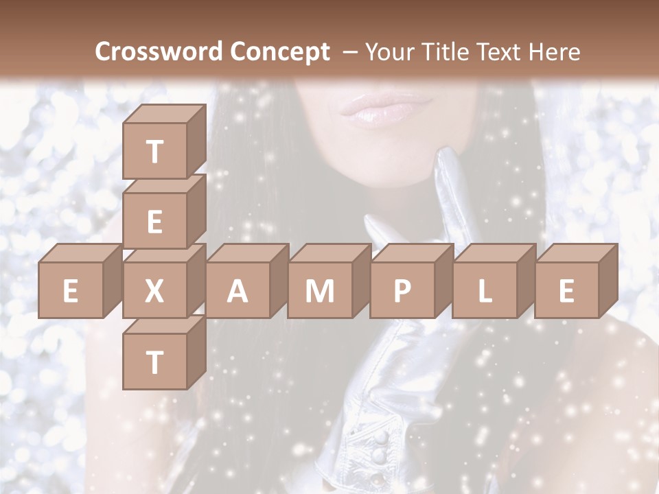 Winter Girl With Beautiful Make Up, Silver Gloves And Snow Flake, Silver Background PowerPoint Template