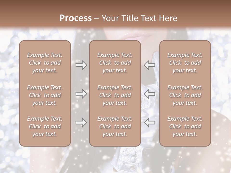 Winter Girl With Beautiful Make Up, Silver Gloves And Snow Flake, Silver Background PowerPoint Template