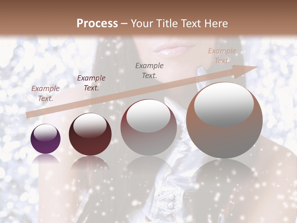 Winter Girl With Beautiful Make Up, Silver Gloves And Snow Flake, Silver Background PowerPoint Template