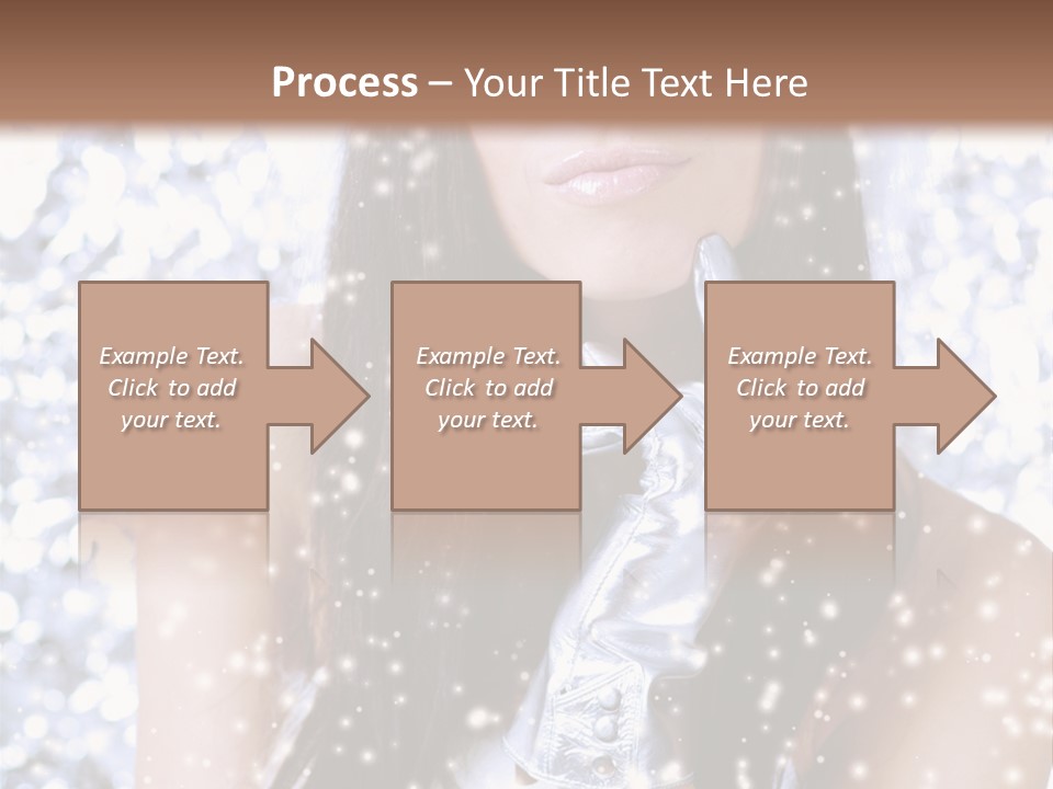 Winter Girl With Beautiful Make Up, Silver Gloves And Snow Flake, Silver Background PowerPoint Template