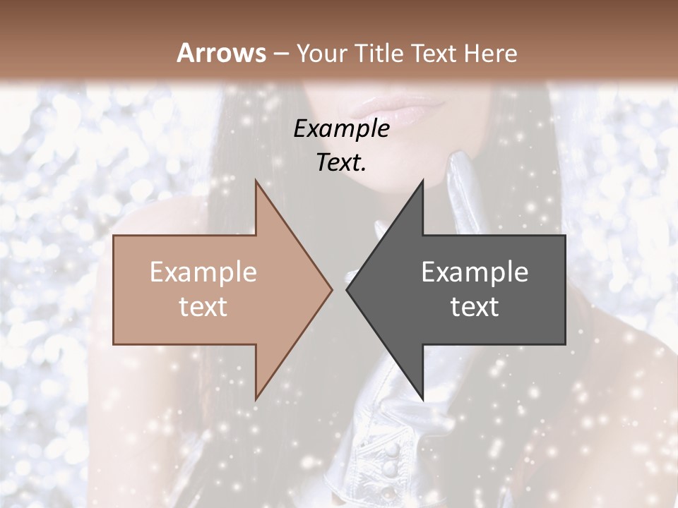 Winter Girl With Beautiful Make Up, Silver Gloves And Snow Flake, Silver Background PowerPoint Template