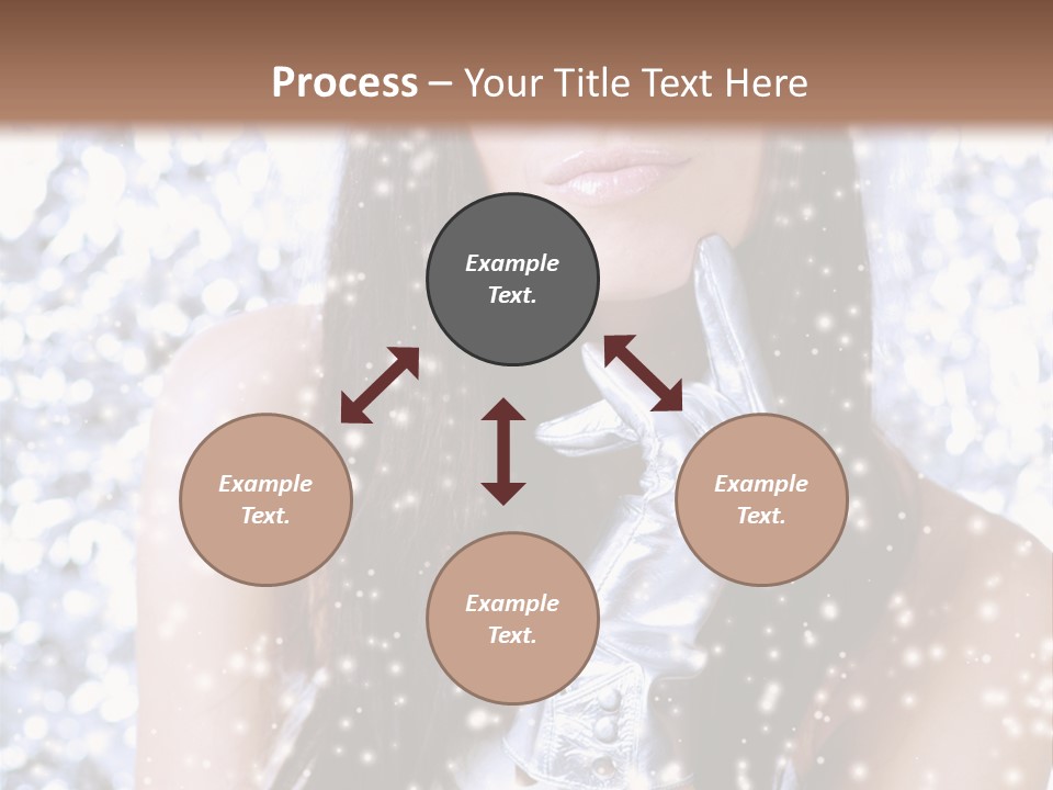 Winter Girl With Beautiful Make Up, Silver Gloves And Snow Flake, Silver Background PowerPoint Template