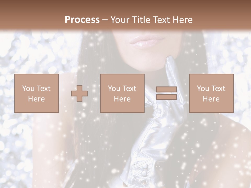 Winter Girl With Beautiful Make Up, Silver Gloves And Snow Flake, Silver Background PowerPoint Template