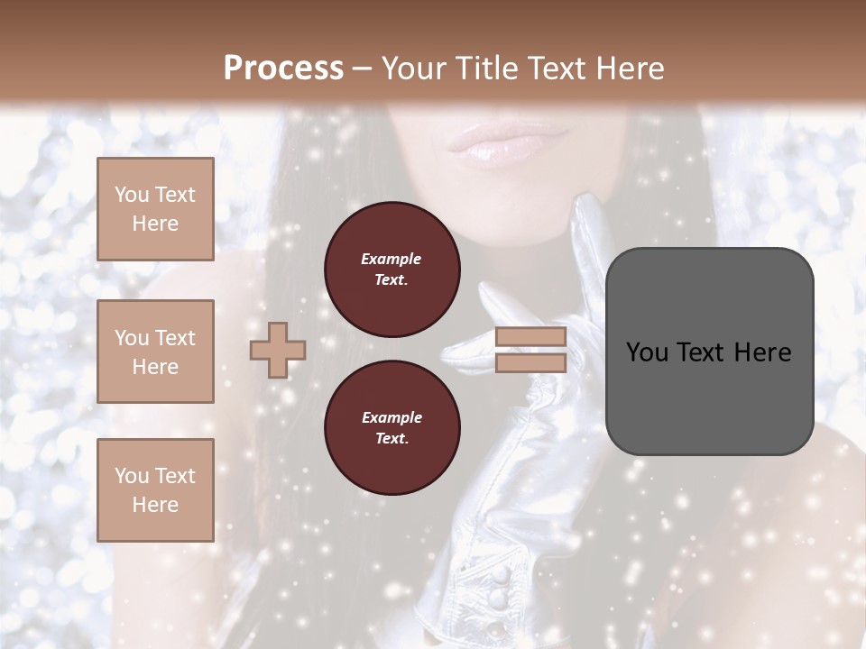 Winter Girl With Beautiful Make Up, Silver Gloves And Snow Flake, Silver Background PowerPoint Template