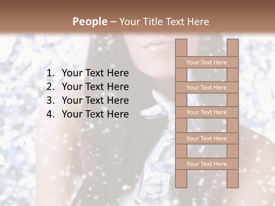 Winter Girl With Beautiful Make Up, Silver Gloves And Snow Flake, Silver Background PowerPoint Template