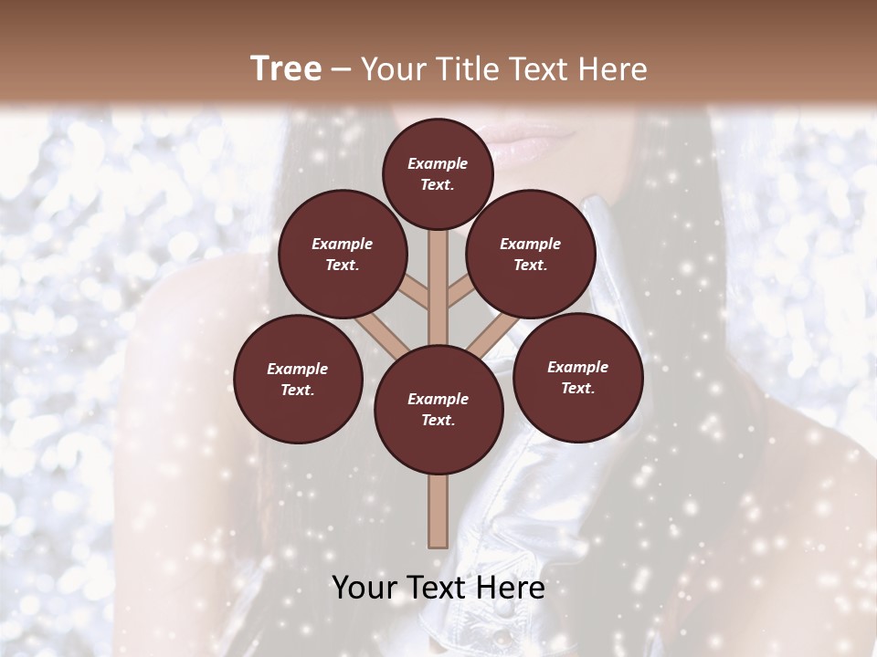 Winter Girl With Beautiful Make Up, Silver Gloves And Snow Flake, Silver Background PowerPoint Template