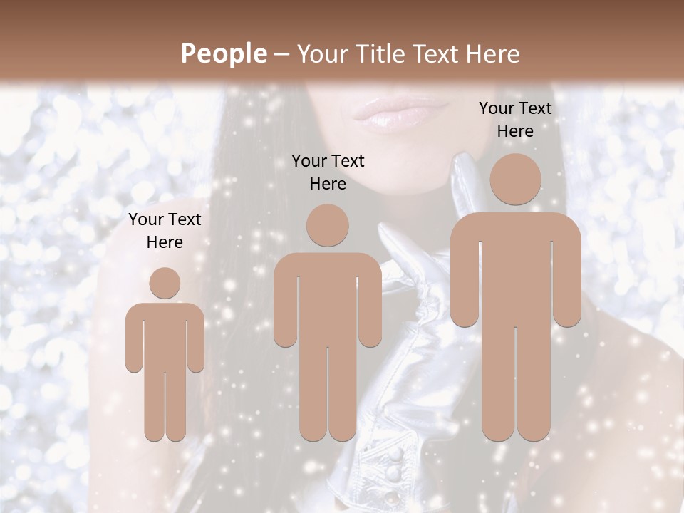 Winter Girl With Beautiful Make Up, Silver Gloves And Snow Flake, Silver Background PowerPoint Template