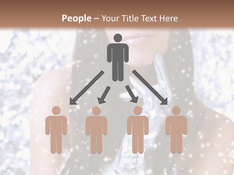 Winter Girl With Beautiful Make Up, Silver Gloves And Snow Flake, Silver Background PowerPoint Template