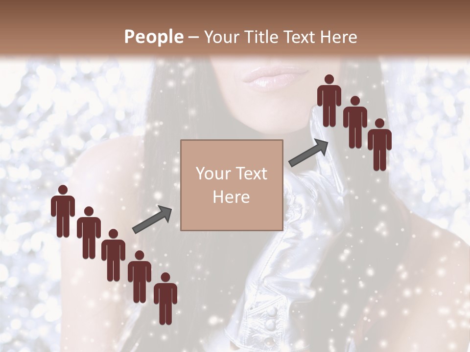 Winter Girl With Beautiful Make Up, Silver Gloves And Snow Flake, Silver Background PowerPoint Template