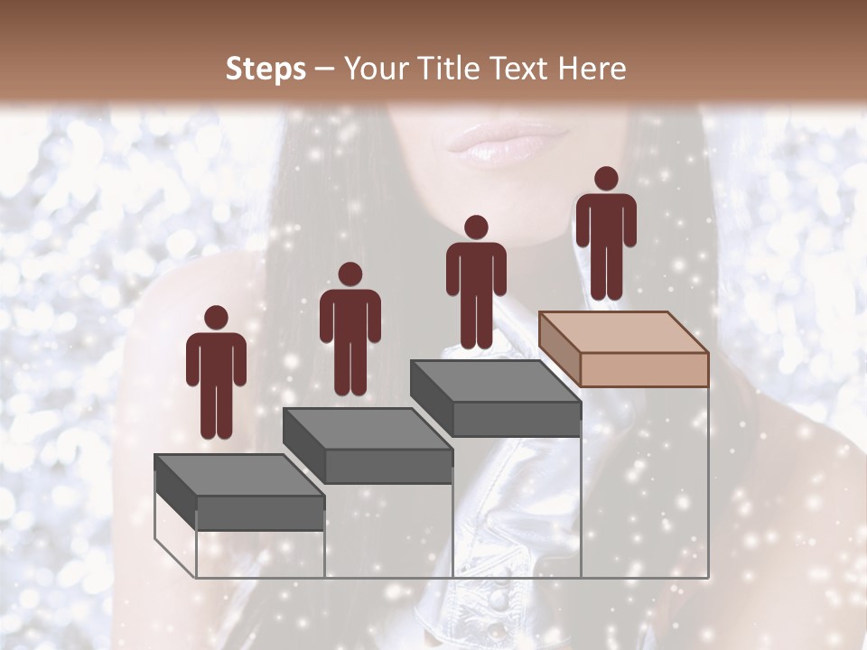 Winter Girl With Beautiful Make Up, Silver Gloves And Snow Flake, Silver Background PowerPoint Template