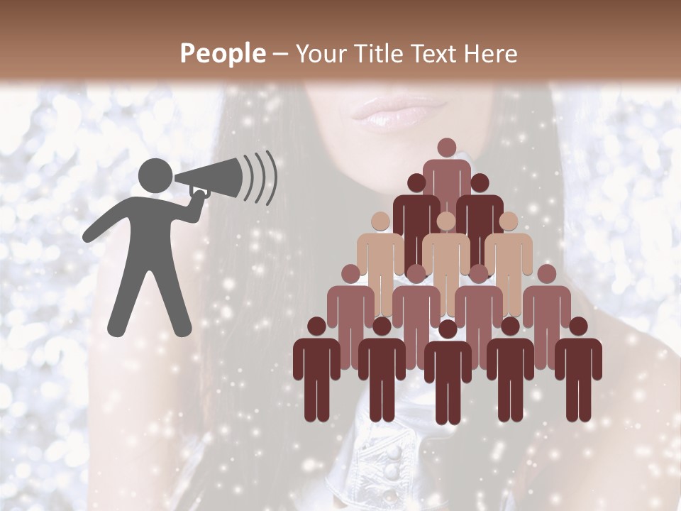 Winter Girl With Beautiful Make Up, Silver Gloves And Snow Flake, Silver Background PowerPoint Template