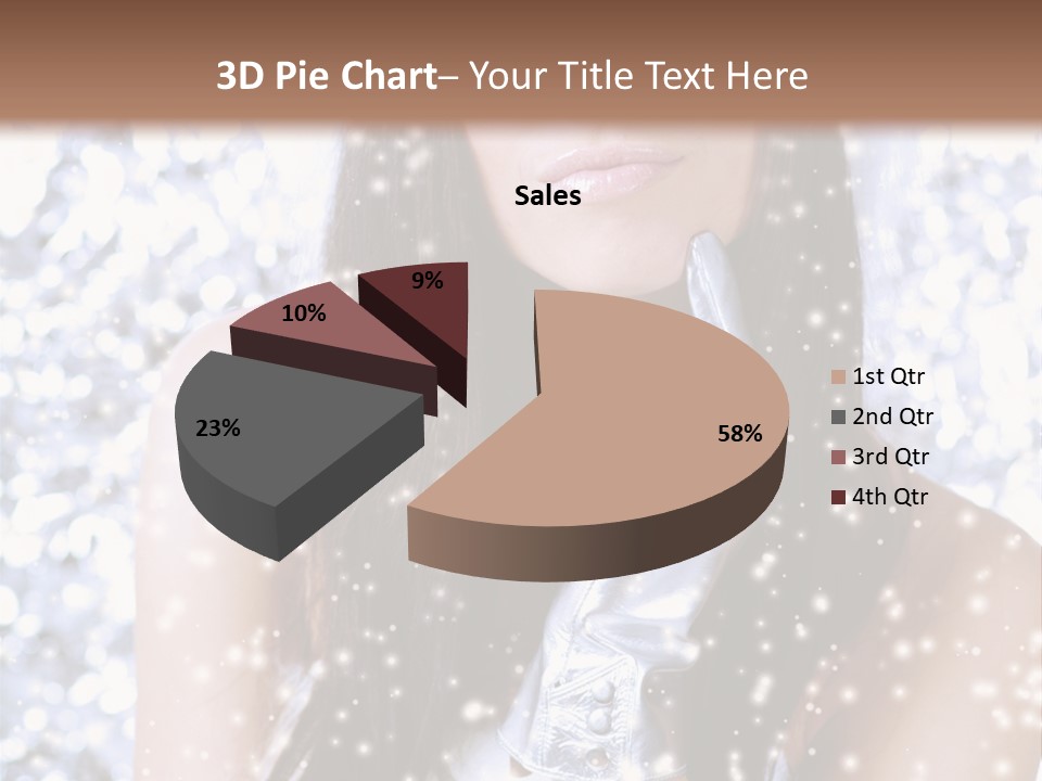 Winter Girl With Beautiful Make Up, Silver Gloves And Snow Flake, Silver Background PowerPoint Template