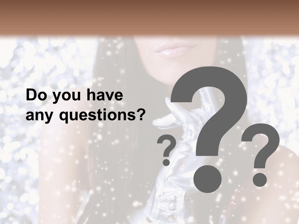 Winter Girl With Beautiful Make Up, Silver Gloves And Snow Flake, Silver Background PowerPoint Template