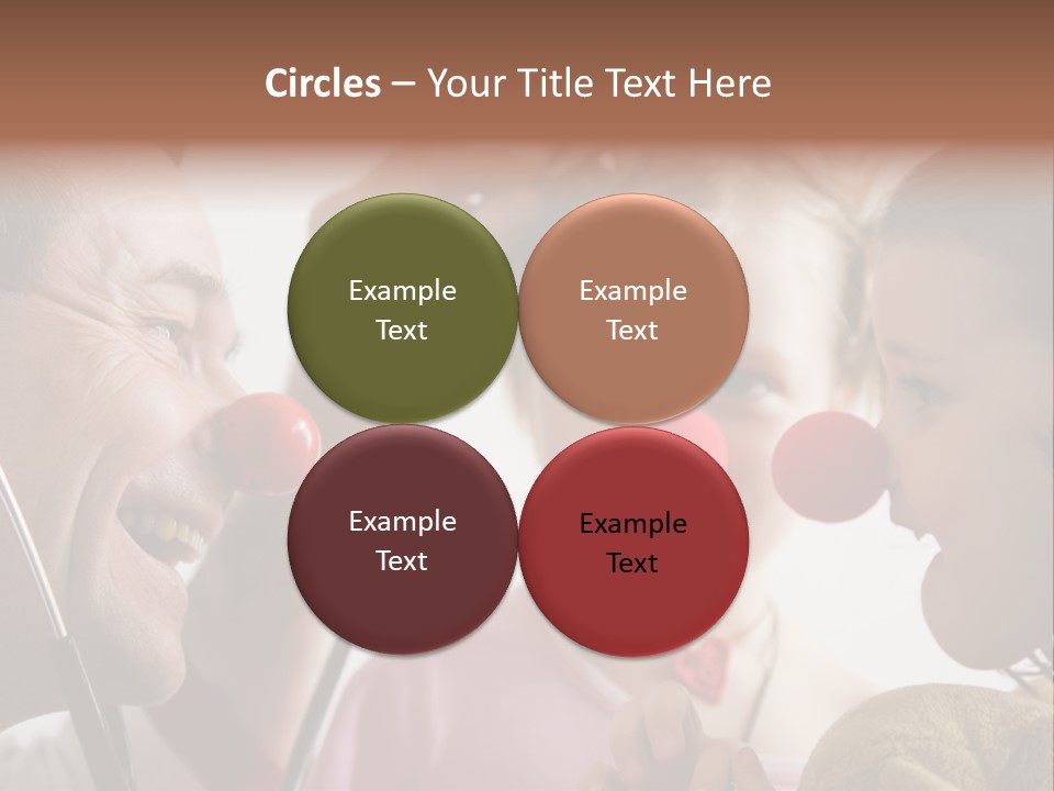 Clown-Doctor : Two Girls And Clown With Red Noses Are Smiling And Joking During Medical Examination. PowerPoint Template