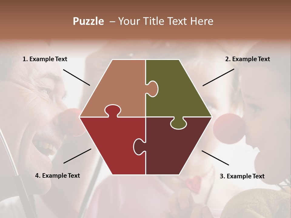 Clown-Doctor : Two Girls And Clown With Red Noses Are Smiling And Joking During Medical Examination. PowerPoint Template