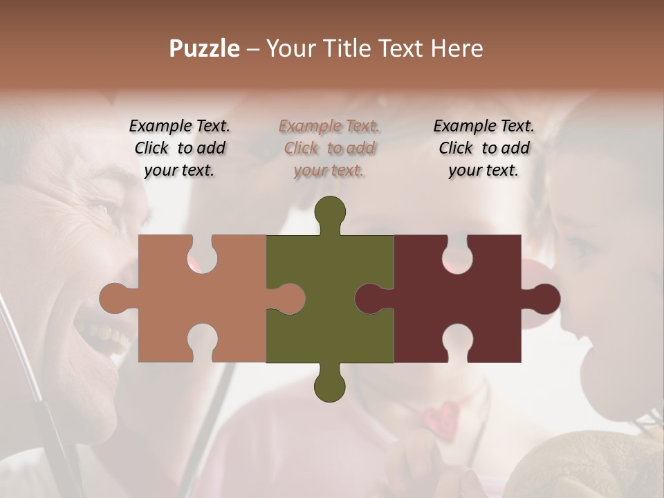 Clown-Doctor : Two Girls And Clown With Red Noses Are Smiling And Joking During Medical Examination. PowerPoint Template