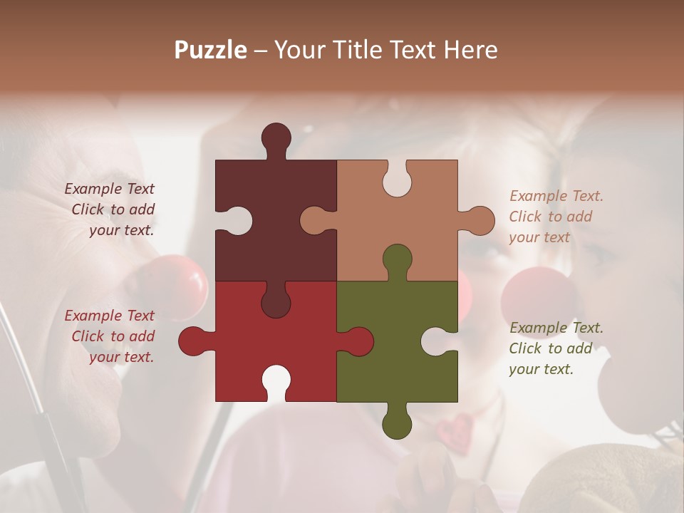 Clown-Doctor : Two Girls And Clown With Red Noses Are Smiling And Joking During Medical Examination. PowerPoint Template