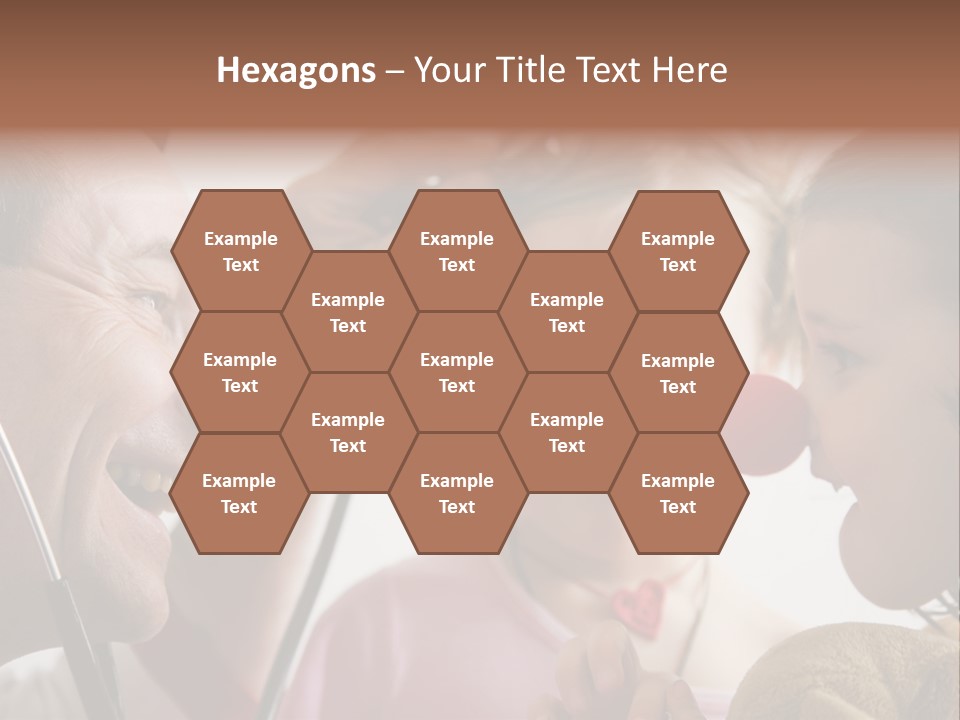 Clown-Doctor : Two Girls And Clown With Red Noses Are Smiling And Joking During Medical Examination. PowerPoint Template