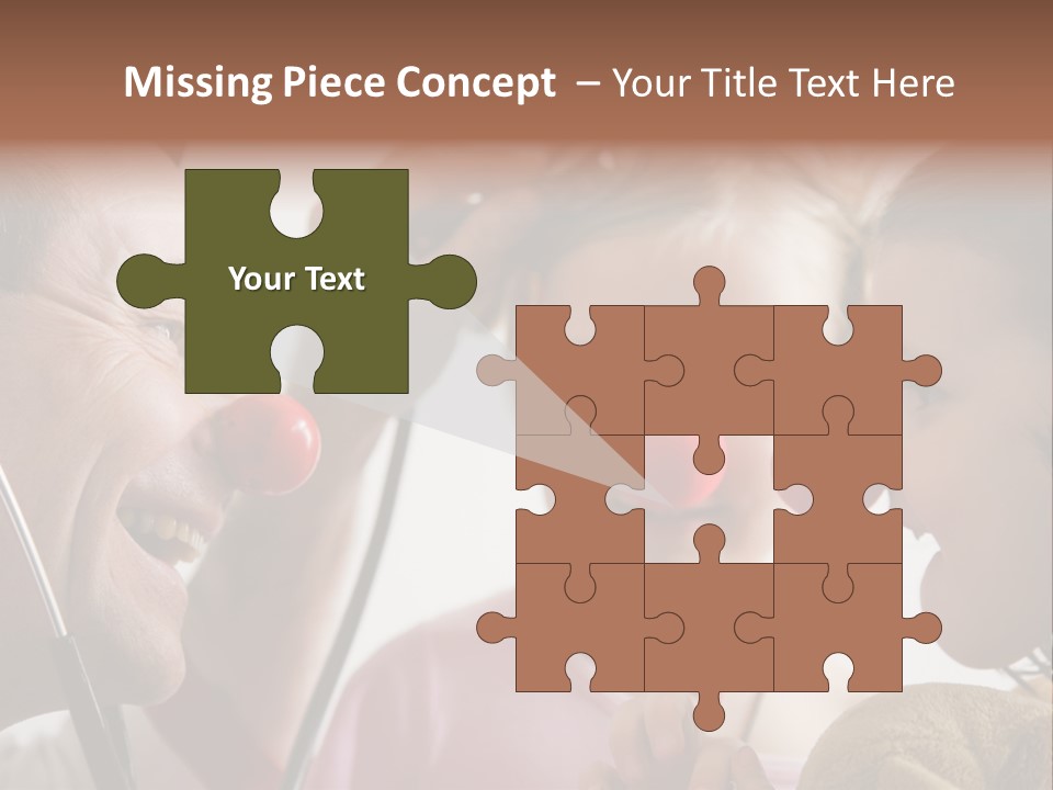 Clown-Doctor : Two Girls And Clown With Red Noses Are Smiling And Joking During Medical Examination. PowerPoint Template