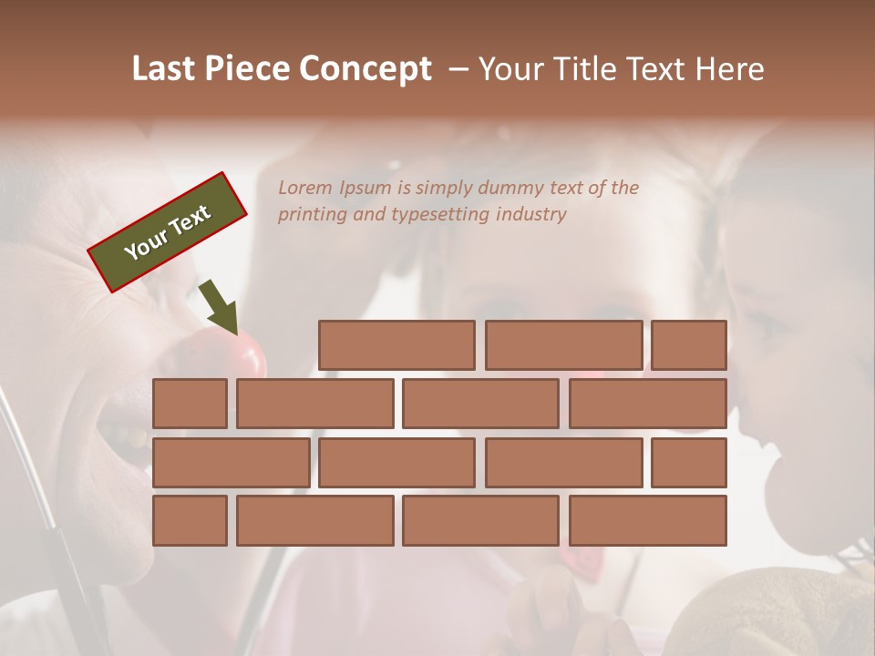 Clown-Doctor : Two Girls And Clown With Red Noses Are Smiling And Joking During Medical Examination. PowerPoint Template