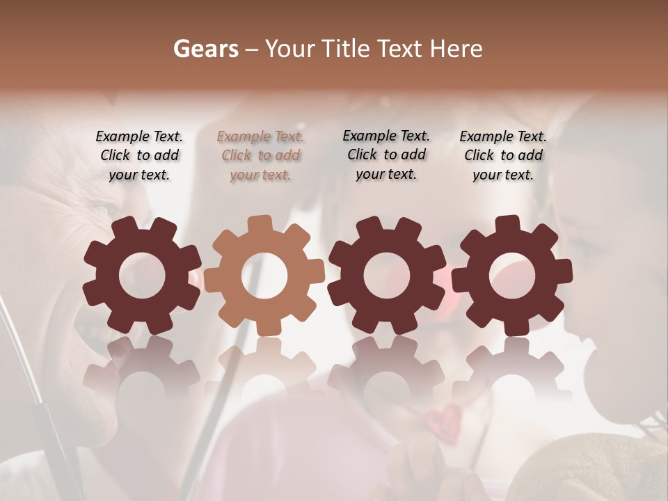 Clown-Doctor : Two Girls And Clown With Red Noses Are Smiling And Joking During Medical Examination. PowerPoint Template