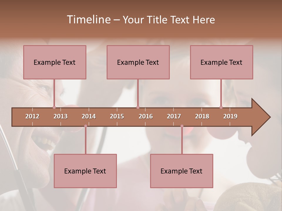 Clown-Doctor : Two Girls And Clown With Red Noses Are Smiling And Joking During Medical Examination. PowerPoint Template