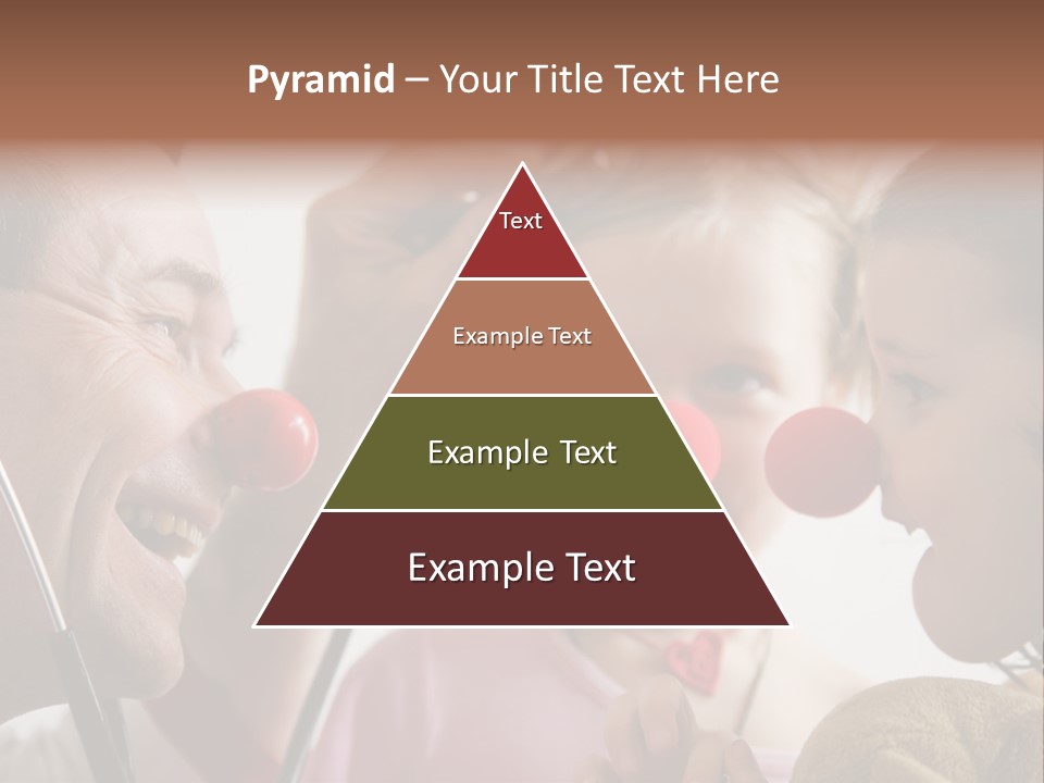 Clown-Doctor : Two Girls And Clown With Red Noses Are Smiling And Joking During Medical Examination. PowerPoint Template