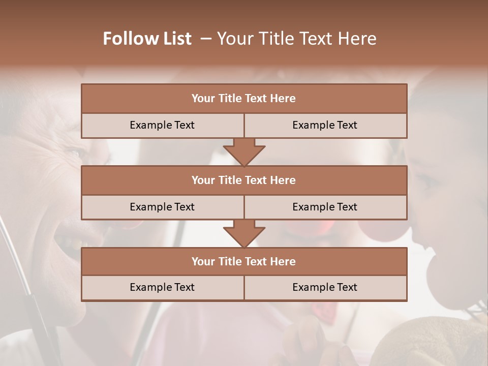 Clown-Doctor : Two Girls And Clown With Red Noses Are Smiling And Joking During Medical Examination. PowerPoint Template