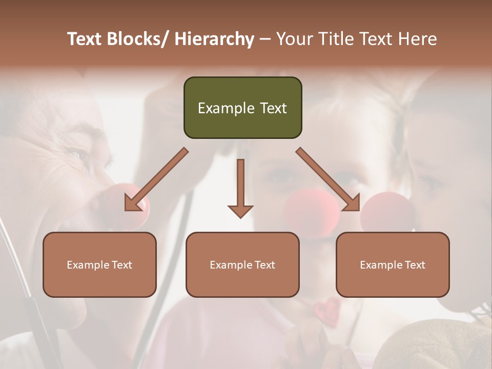 Clown-Doctor : Two Girls And Clown With Red Noses Are Smiling And Joking During Medical Examination. PowerPoint Template