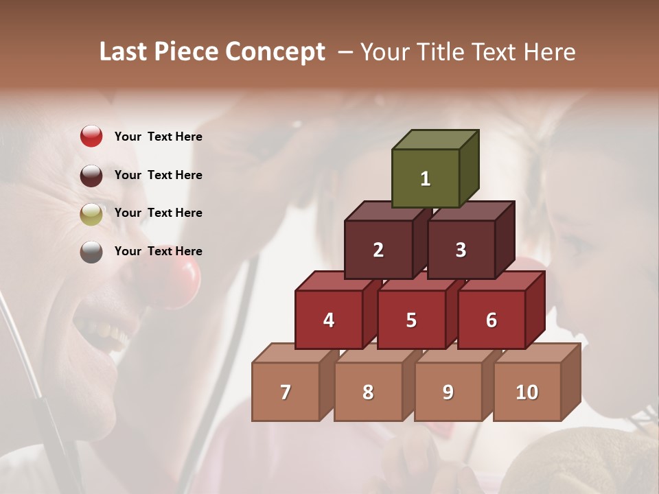 Clown-Doctor : Two Girls And Clown With Red Noses Are Smiling And Joking During Medical Examination. PowerPoint Template