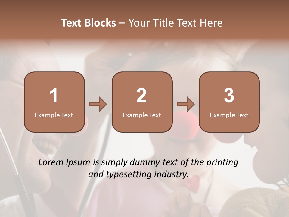 Clown-Doctor : Two Girls And Clown With Red Noses Are Smiling And Joking During Medical Examination. PowerPoint Template