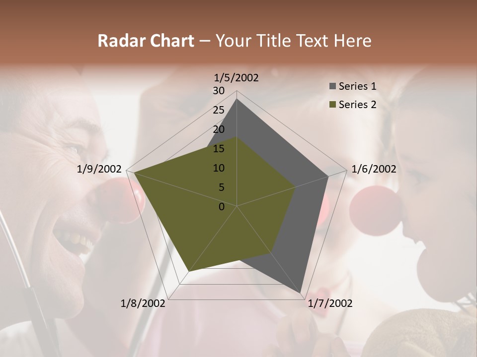 Clown-Doctor : Two Girls And Clown With Red Noses Are Smiling And Joking During Medical Examination. PowerPoint Template