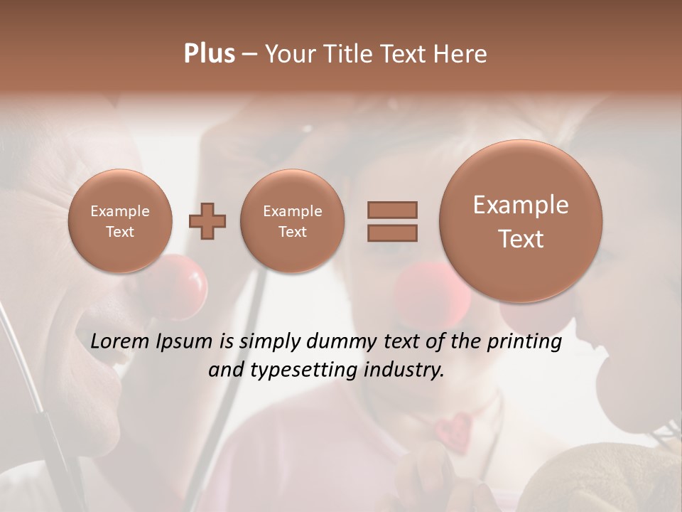 Clown-Doctor : Two Girls And Clown With Red Noses Are Smiling And Joking During Medical Examination. PowerPoint Template