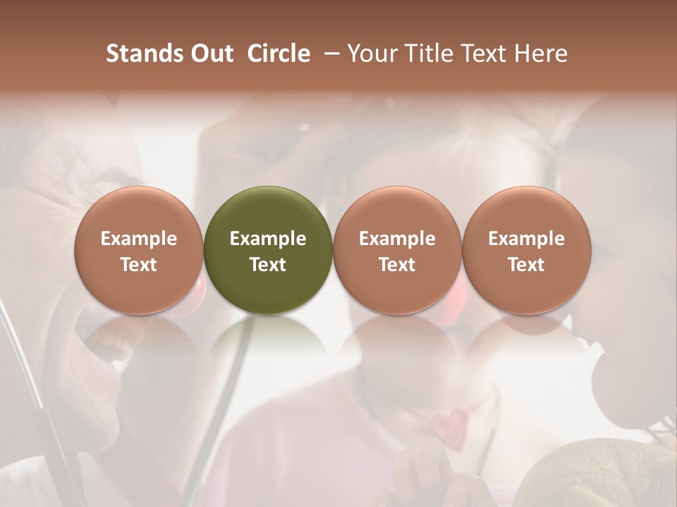 Clown-Doctor : Two Girls And Clown With Red Noses Are Smiling And Joking During Medical Examination. PowerPoint Template