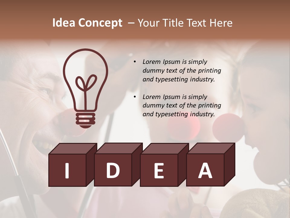 Clown-Doctor : Two Girls And Clown With Red Noses Are Smiling And Joking During Medical Examination. PowerPoint Template