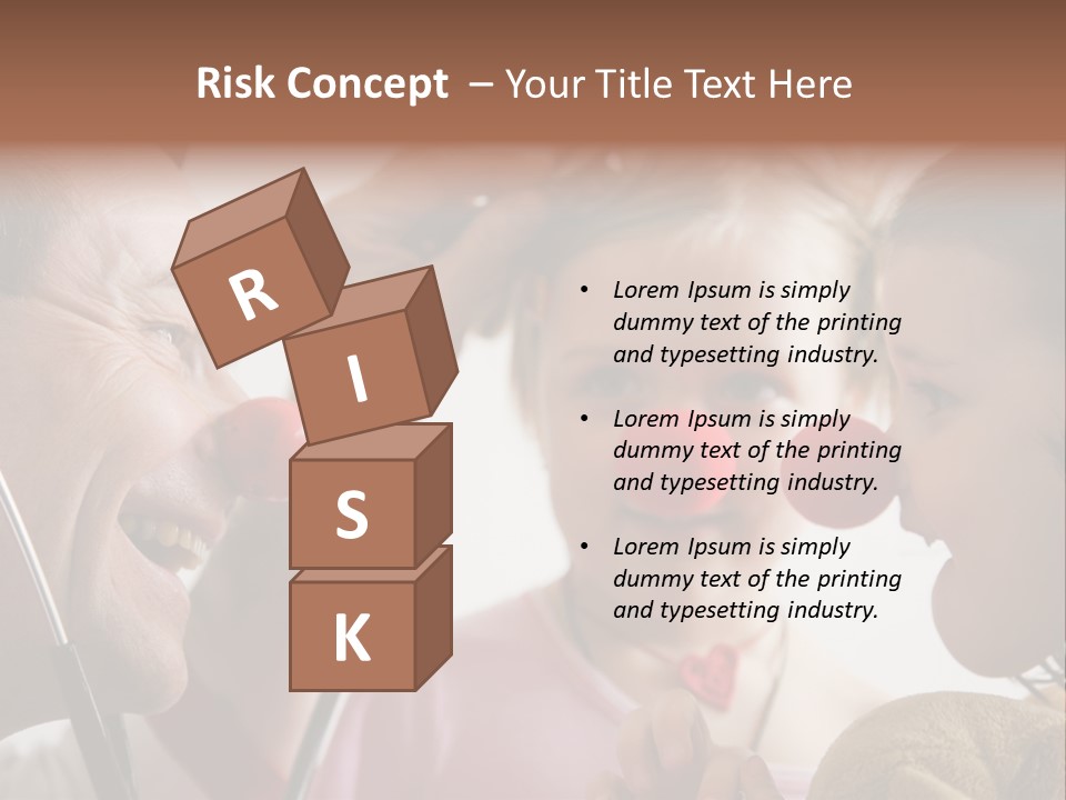 Clown-Doctor : Two Girls And Clown With Red Noses Are Smiling And Joking During Medical Examination. PowerPoint Template
